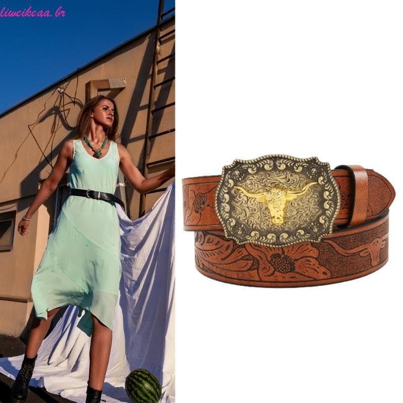 Liweikea Longhorn Bull Cinto Fivela Vintage Ocidental Cowboy Cintos Para Homens