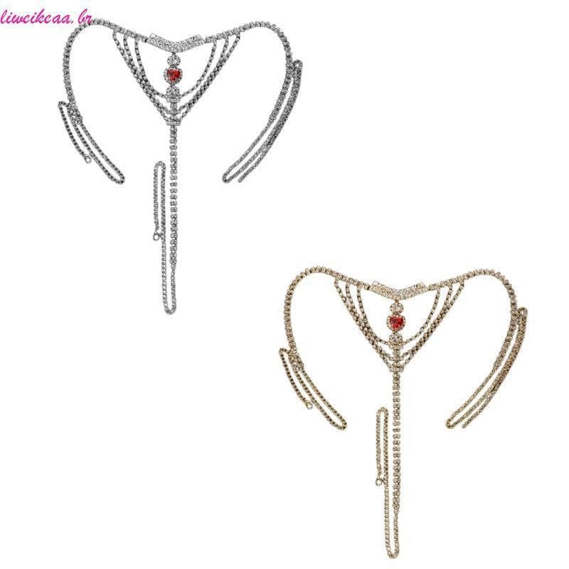 Liweikea Tanga De Cristal Para Mulheres , Corrente De Cintura , Strass De Coração Biquíni De Boate