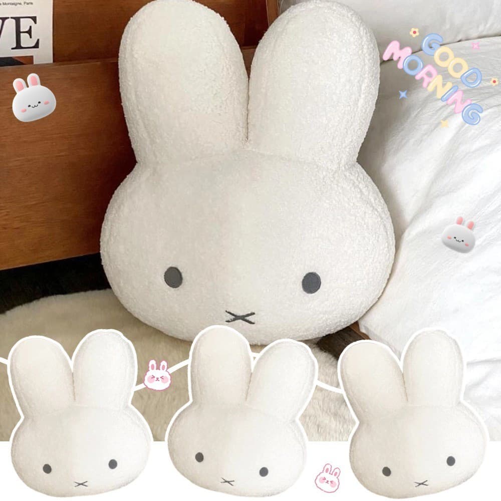 Bonito Miffy Coelho Boneca Cama Cabeça Almofada Branco Pelúcia Sofá Travesseiro Dos Desenhos Animados Macio Fofo Meninas