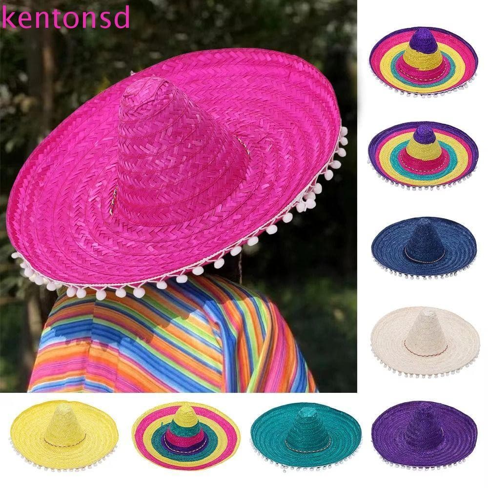 Chapéu De Festa Mexicana KENTONSD , Chapéus De Palha De Aba Larga Natural , Balde Panamá Carnaval Sombrero