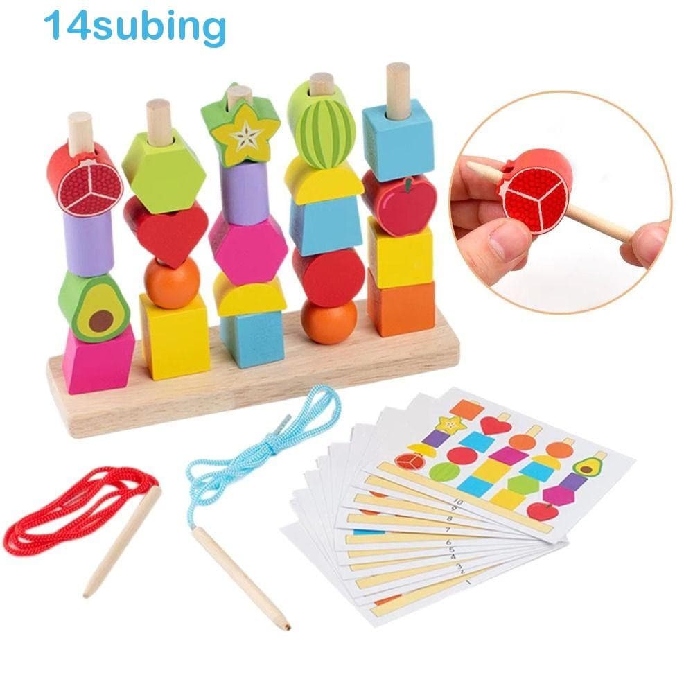 SUBING Brinquedos De Cognição Em Forma De Cor , Jogo Interativo De Quebra-Cabeça De Blocos Montessori , Contas De Laço