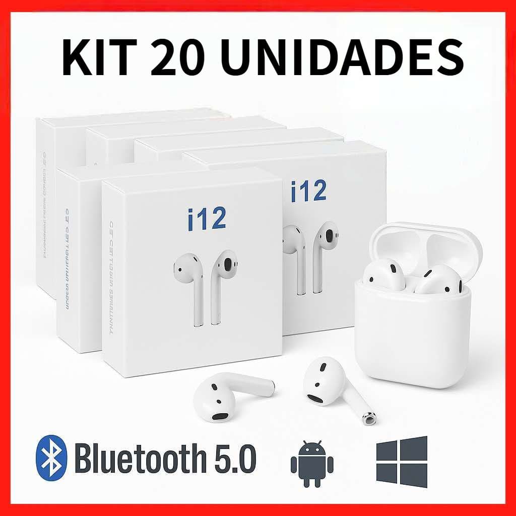 Kit 20/30/40 atacado Fone de Ouvido Sem Fio i12 Tws Bluetooth 5.0 Com Touch Confortável de usar
