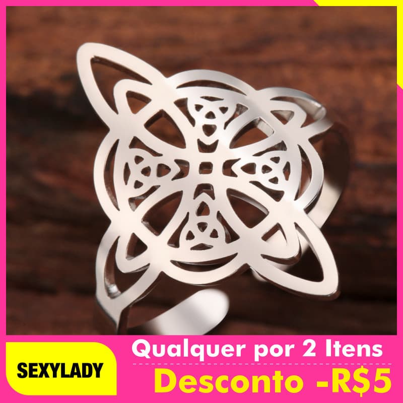 Anel de Nó de Bruxa de Camada Dupla Ajustável para Homens e Mulheres, Anel de Aço Inoxidável, acessórios, presentes de j