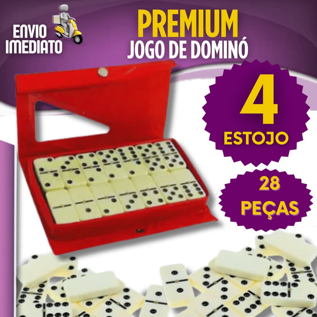 Jogo de Dominó 1/2/3/4 Unidades Profissional 28 Peças Grande Estojo Resistente Qualidade Premium