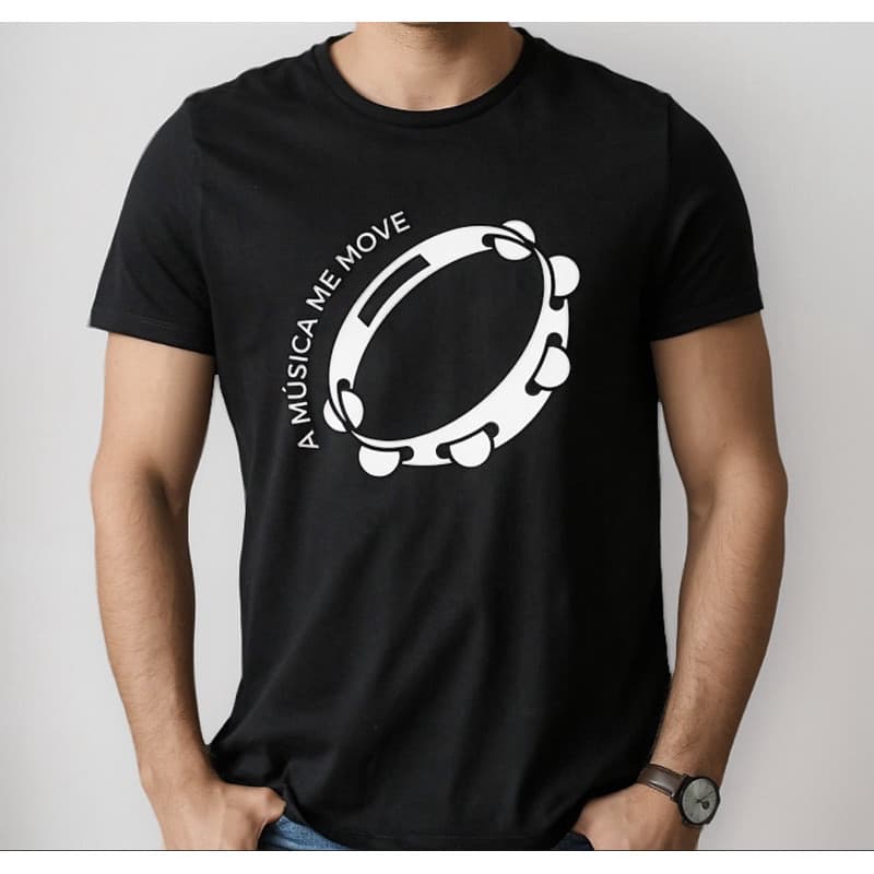 Camiseta Pandeiro A Musica Me Move Camisa Pagode Samba Masculina e Feminina