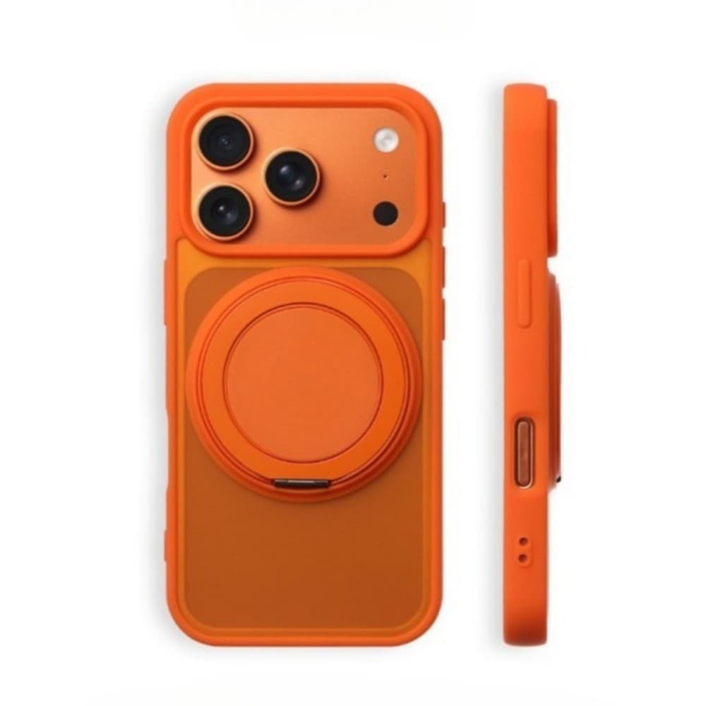 Laranja Cósmica 360 ° Rotatabl Suporte Pele Sentir Magnético Caso De Telefone Para iPhone 17 Pro Max 17Pro Ar TPU Borda