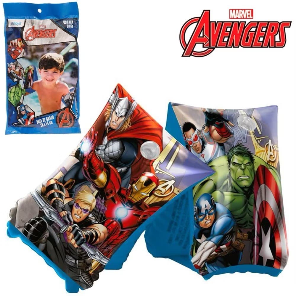 BOIA DE BRAÇO INFANTIL VINGADORES ATE 20kg BOIA PISCINA MARVEL