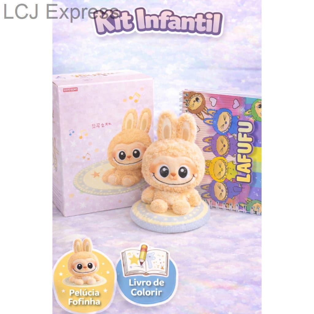 Kit Infantil Lafufu com Pelúcia Fofinha e Livro de Colorir - Presente Criativo para Crianças34EF