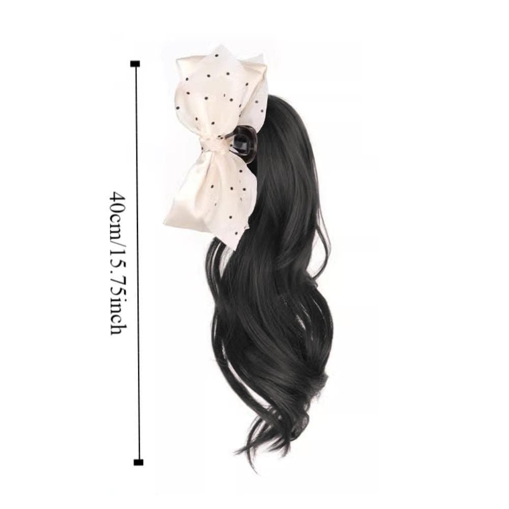 Rabo De Cavalo Longo Ondulado Encaracolado , Extensão De Cabelo Sintético Preto Bege Arco Peruca , Estilo Coreano