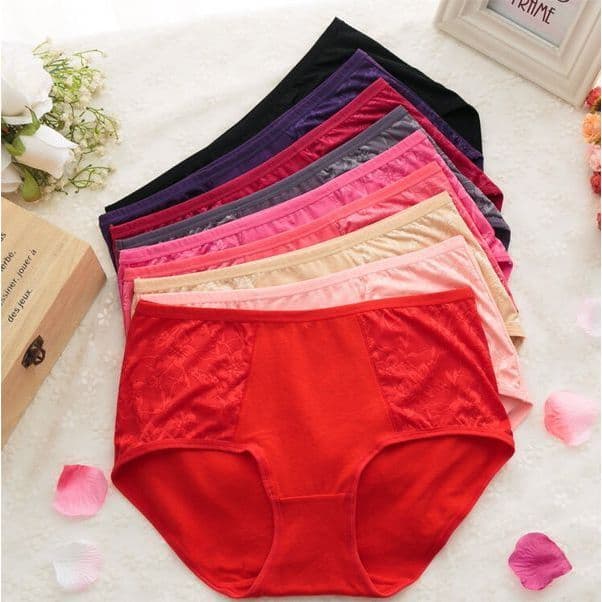 6 peças frete grátis Mrs. Lan 1031 roupa íntima feminina de algodão puro tamanho grande cintura média respirável antibac