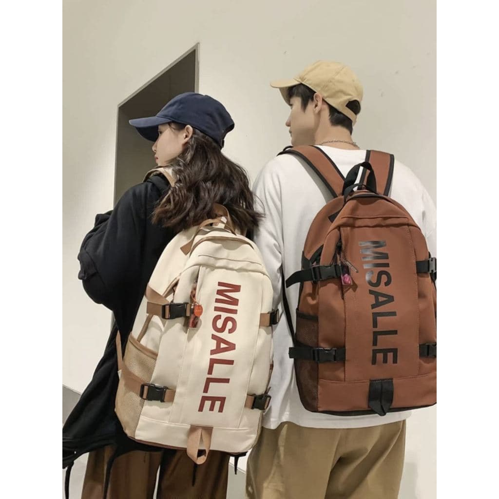 Francês MKPREF carta impressão mochila estudante universitário mochila das mulheres dos homens grande capacidade viagem