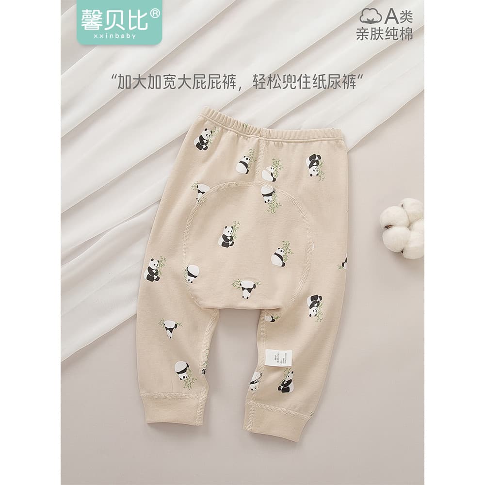 Xin Babe bebê grande PP calças primavera outono puro algodão pijama calças compridas do bebê exterior usar calças de bun
