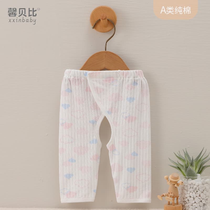 Xin Babe calças para recém-nascidos, algodão puro, Velcro, virilha aberta, verão, estilo fino, calças de pijama para beb