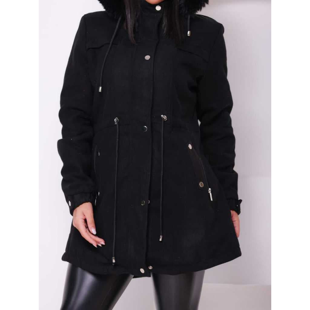 parka feminina de lã batida toda peluciada por dentro com capuz removível vários cores de Alta qualidade