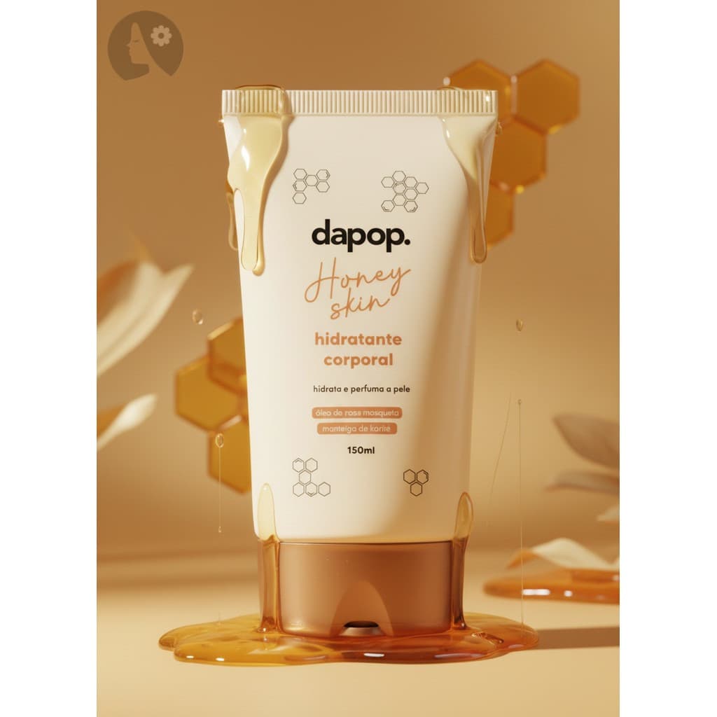 Creme Hidratante 150ml Dapop Honey Skin Hidrata Revitaliza e Deixa a Pele Macia e Iluminada