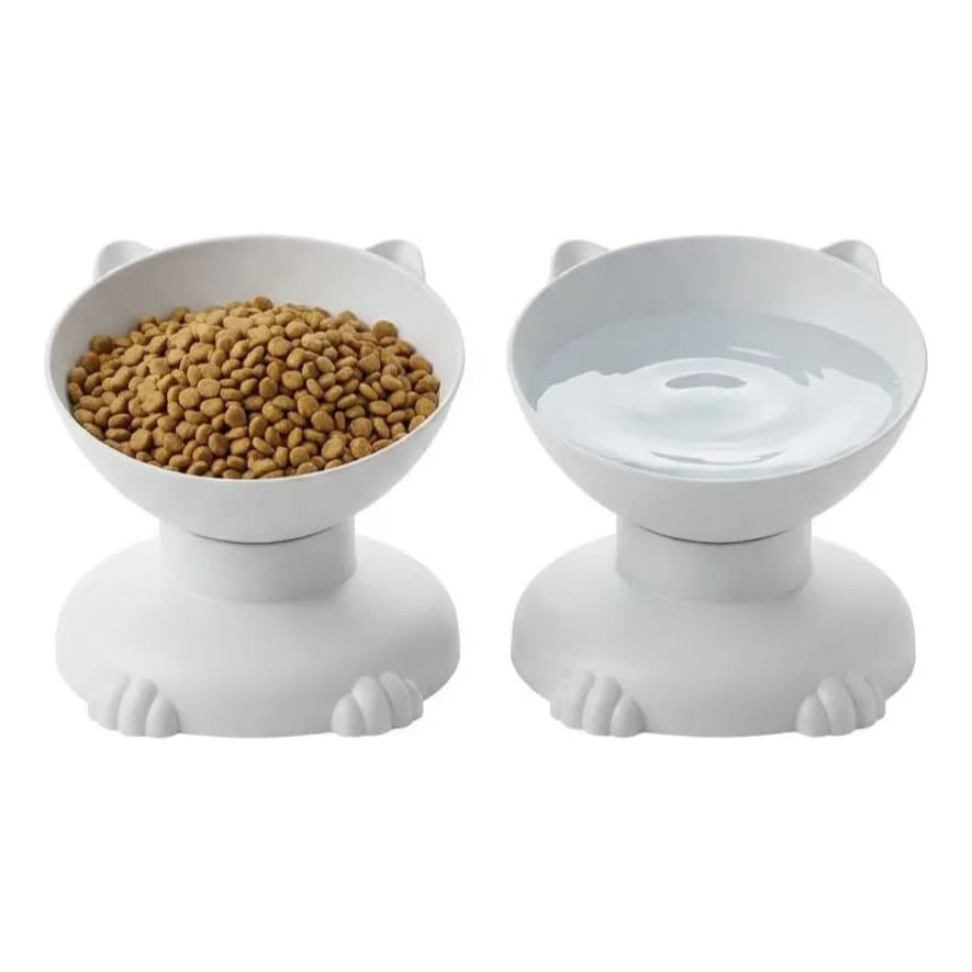 Kit 2 Tigelas Comedouro Bebedouro Duplo Elevado Anti Engasgo Cachorro e Gato JelPlast