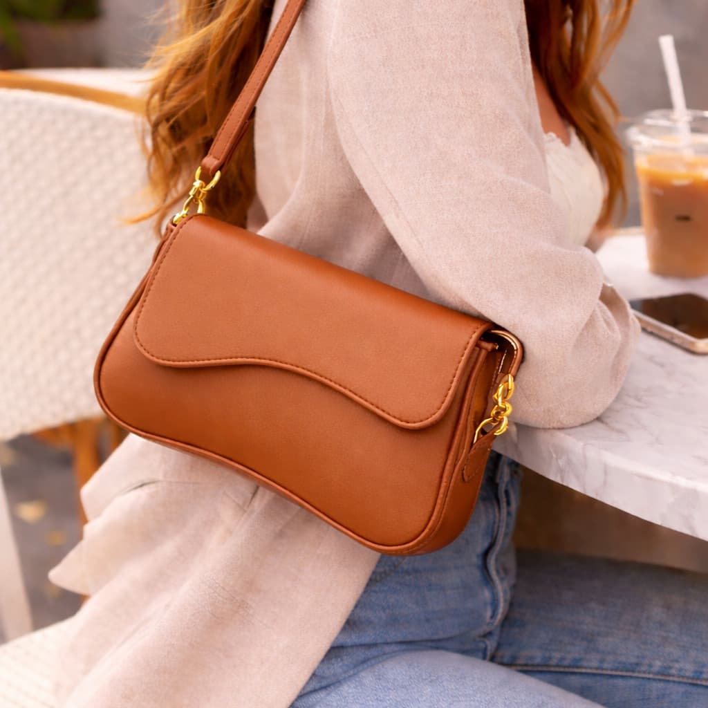 Bolsa Baguete Média de Ombro Feminina Couro Ecológico Premium Elegante Minimalista Tendência Moda
