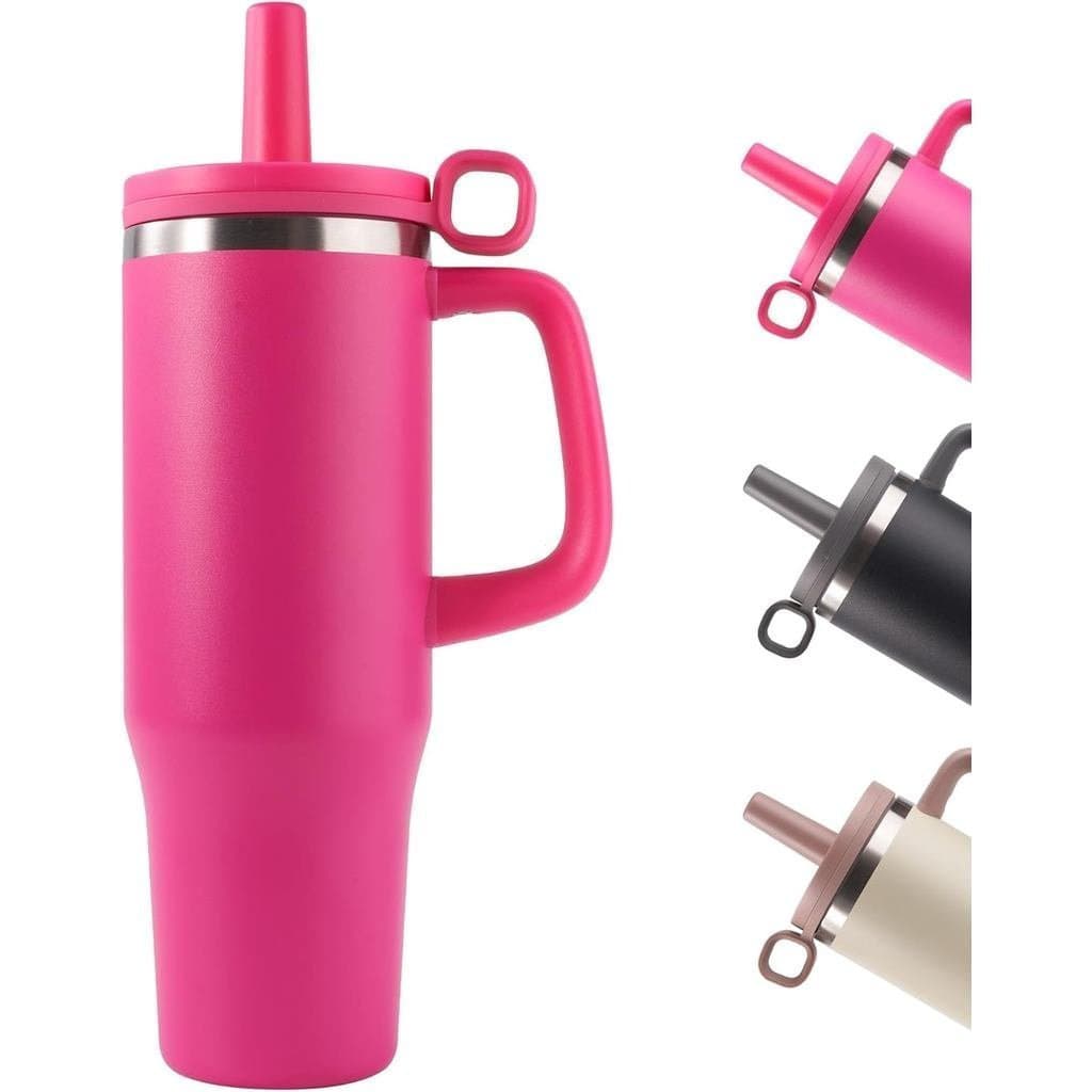 Copo térmico de 40oz, garrafa de água de aço inoxidável isolada com canudo, tampa, copo térmico à prova de vazamentos co