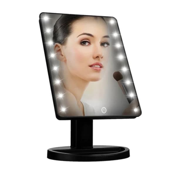 Espelho 16 Leds De Mesa Maquiagem Rotação Touch Screen Horizontal e Vertical