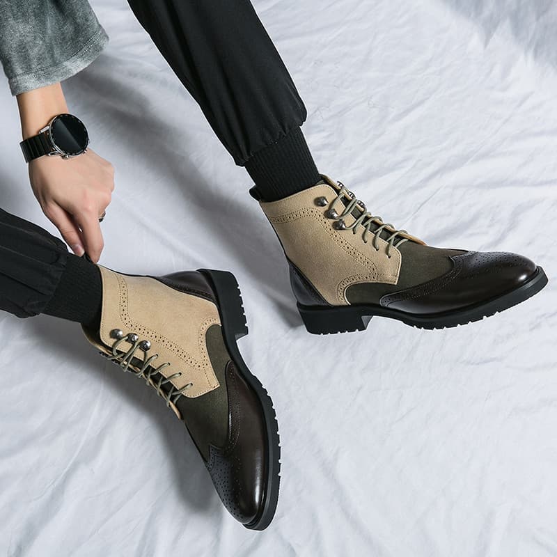 Outono inverno forro de lã quente Chelsea botas masculinas dedo do pé apontado Martin botas britânicas aumento interno b