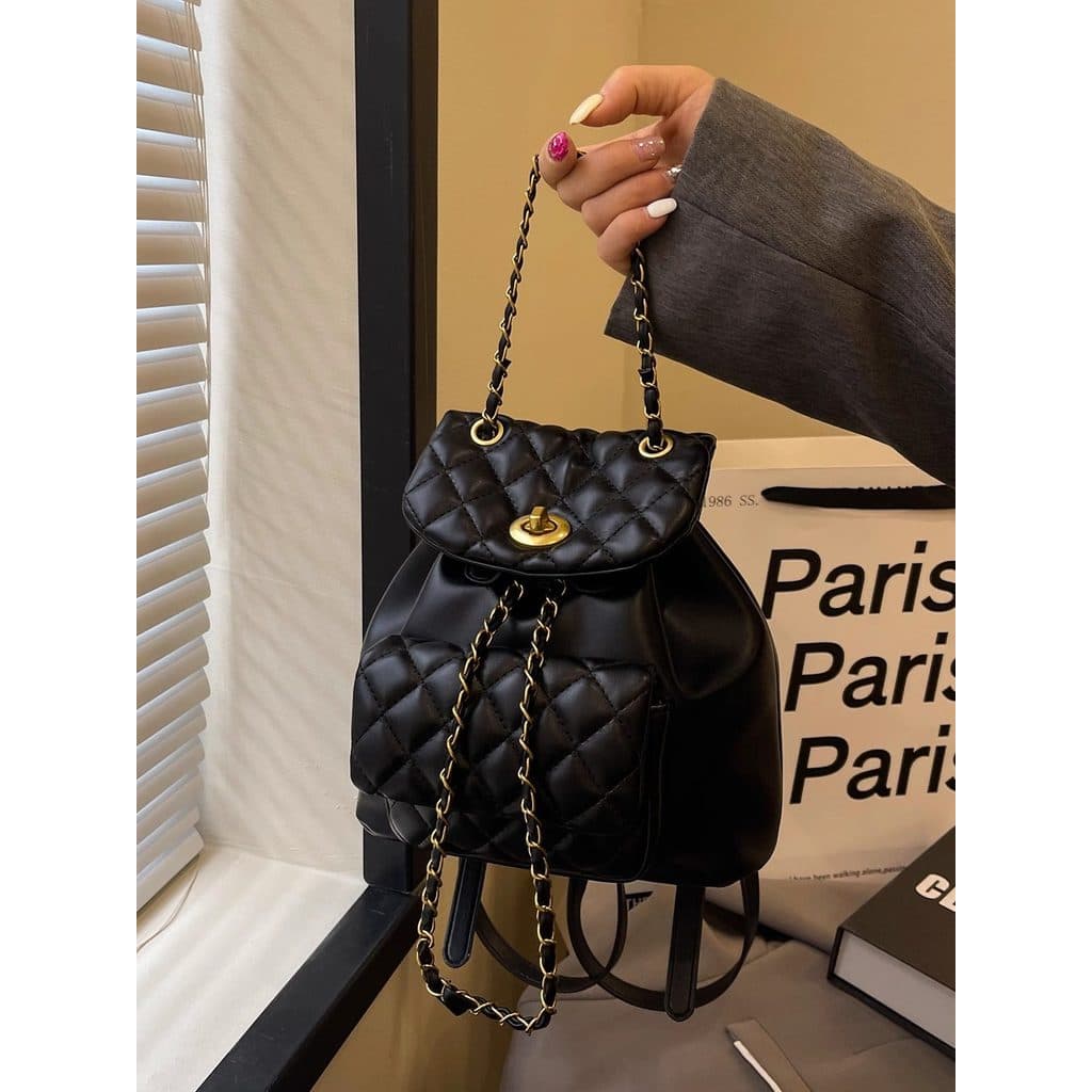 Mochila de corrente de diamante feminino nicho Design moda balde saco à prova dwaterproof água versão coreana saco de es