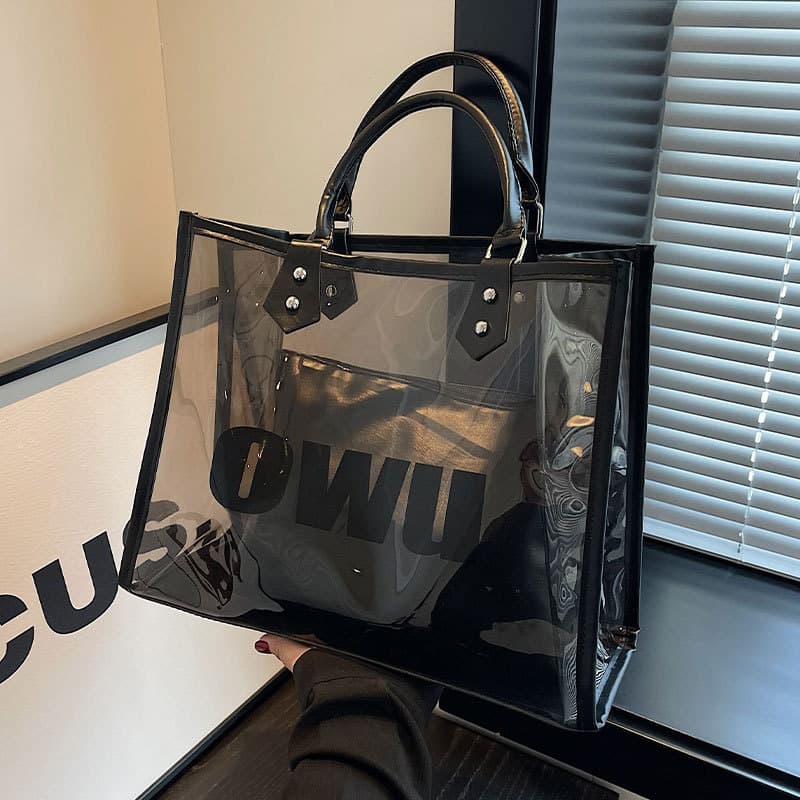 Verão PVC transparente geléia saco feminino 2026 novo estilo de trabalho sacola maleta All-Match ombro tote grande saco
