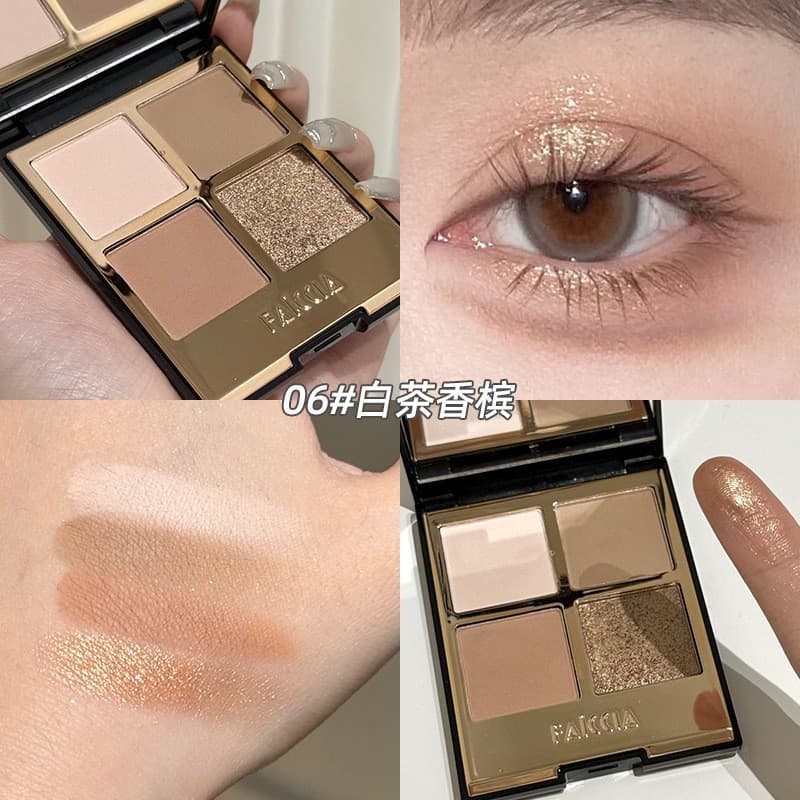 Paleta de sombras diárias para iniciantes em cores da terra ~ Mojito Sombra de quatro cores perolada fosca piscando FAIC
