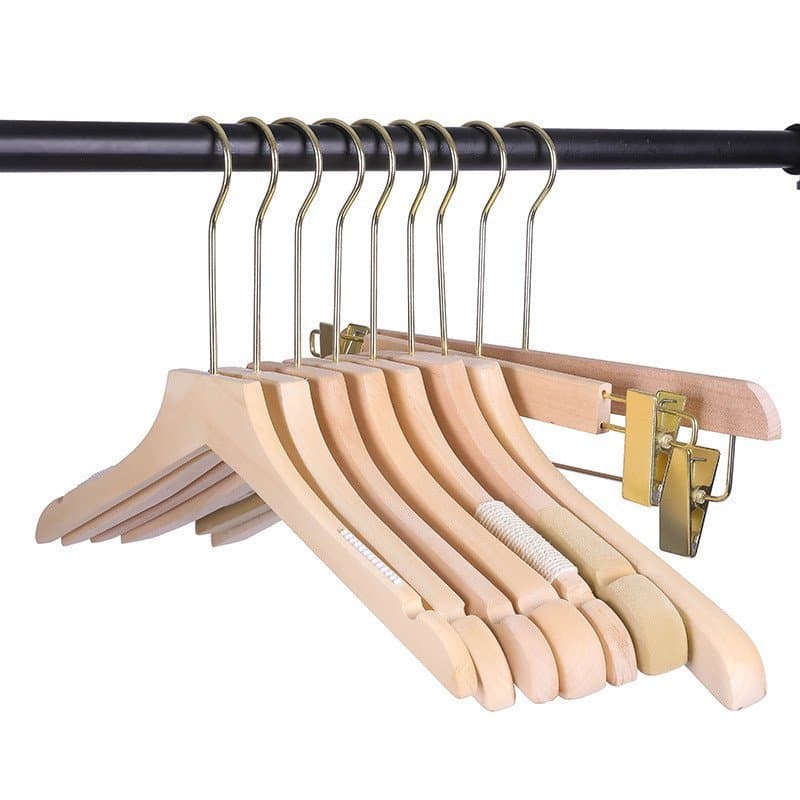 Cabides para lojas de roupas no atacado, cabides de madeira antiderrapantes para uso doméstico, cabides de madeira maciç