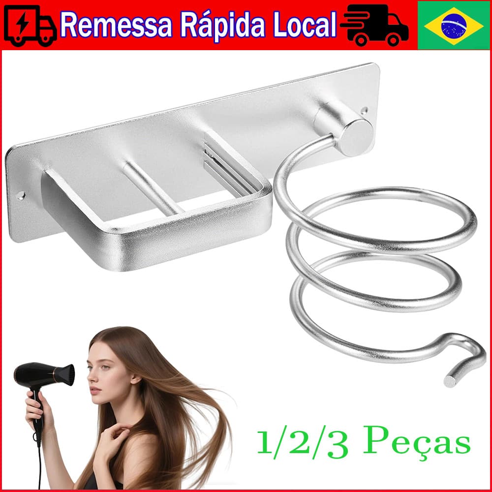 Suporte de secador de cabelo parafuso montado na parede para banheiro, Suporte de parede para secador cabelo e alisador