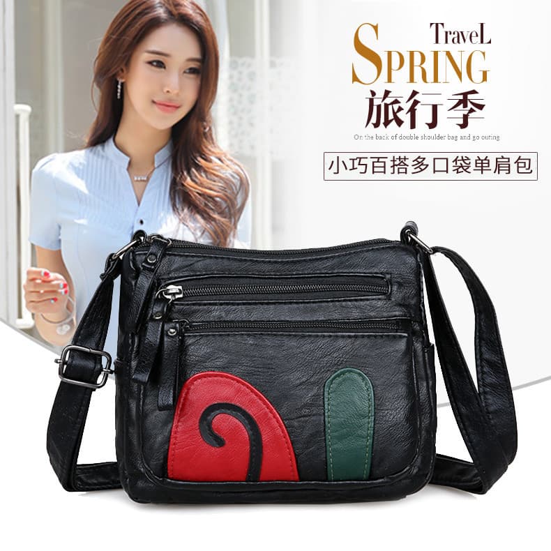 2024 primavera verão novo estilo saco do mensageiro mãe bolsa de ombro lavado couro macio senhoras pequeno saco de meia-