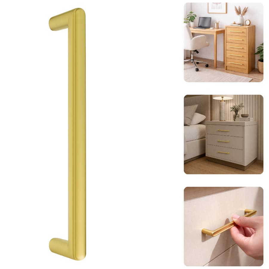 Puxador Córdova Dourado Fosco Slim 128mm Alça Gaveteiros Móveis Guarda Roupa Armários