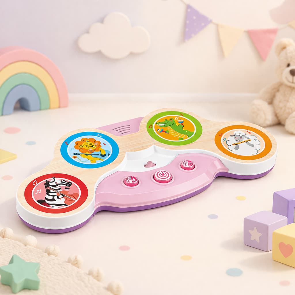 Bateria Musical Rosa Infantil Interativa Touch Cardoso
