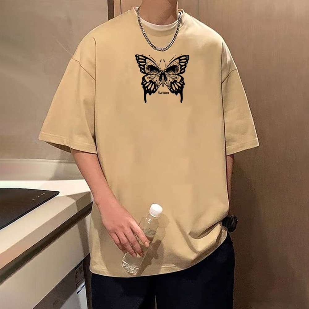 Camisa camiseta básica streetwear "Caveira borboleta"
