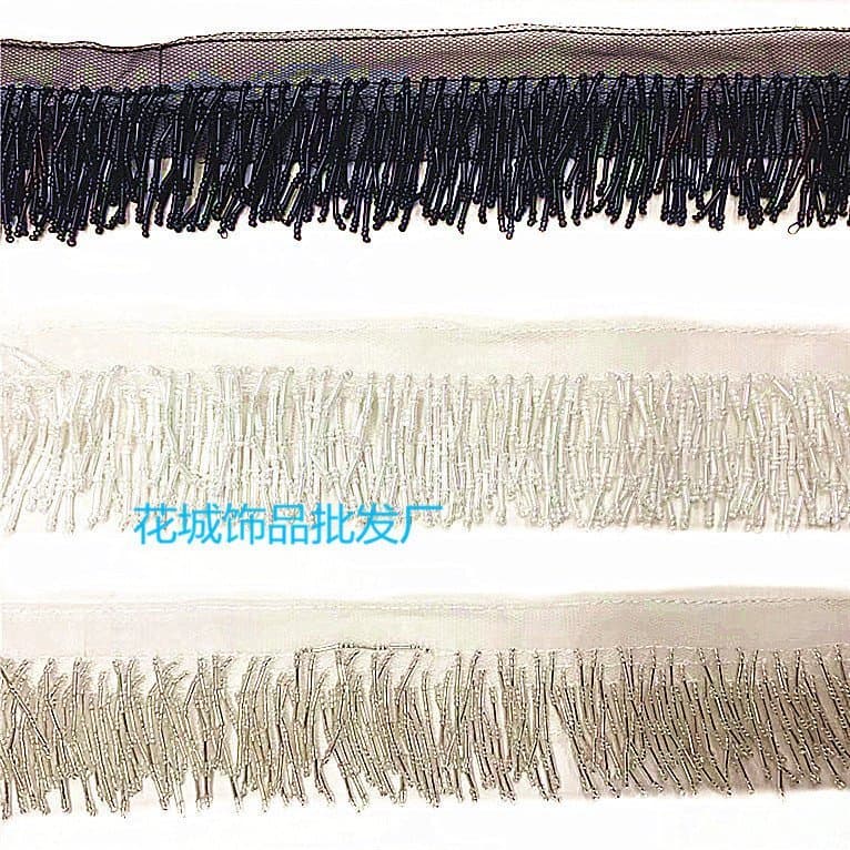Fabricante atacadista de renda com franjas de estilo étnico multicamadas, tiras de franjas com contas costuradas à mão,