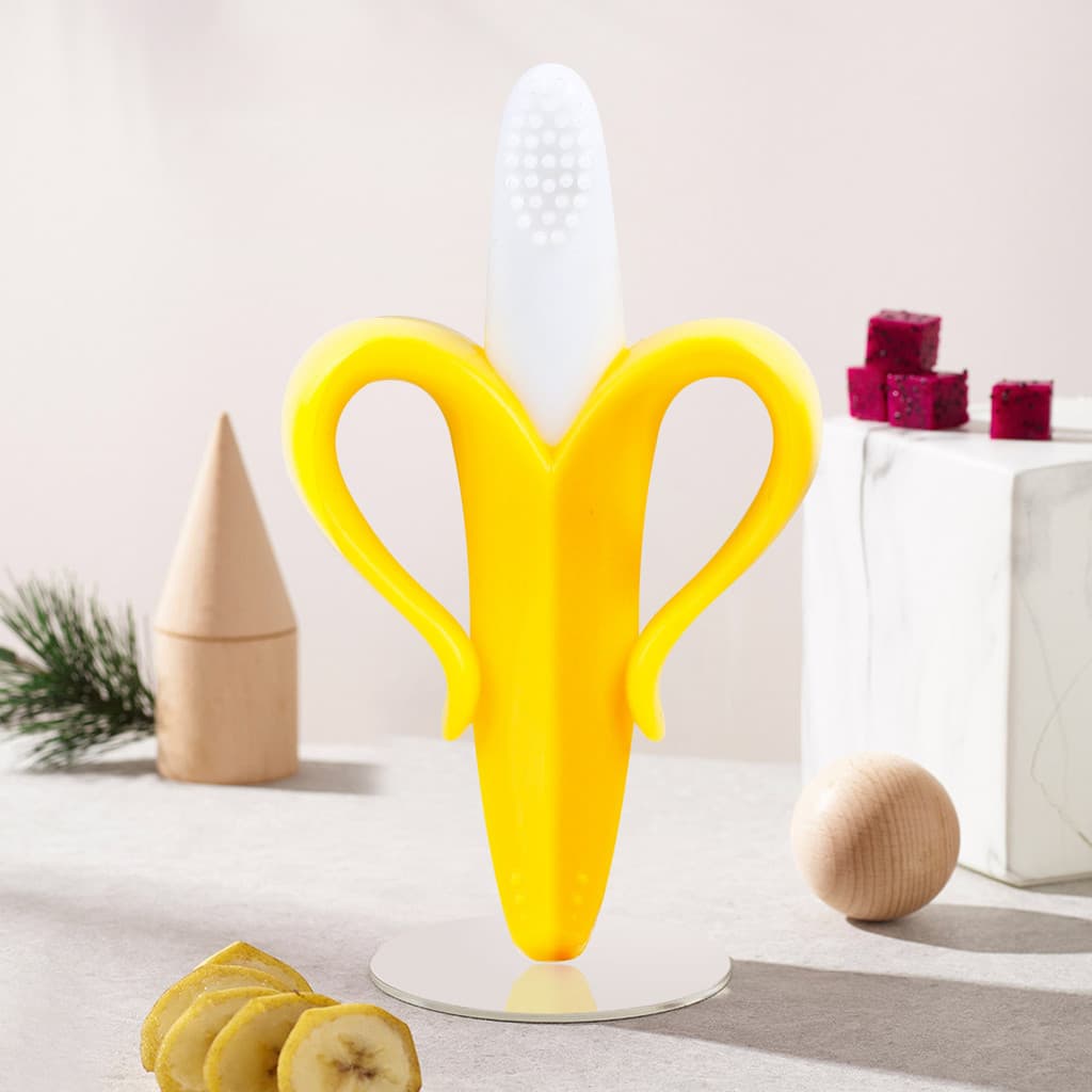 Banana bebê mordedor escova de dentes Silicone Molar vara bebê mastigar brinquedo fervível brinquedo recém-nascido