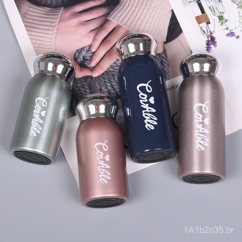 Mini Copo Térmico de Aço Inoxidável 304 com Acabamento Espelhado para Meninas, Copo Portátil Criativo, Copo para Present