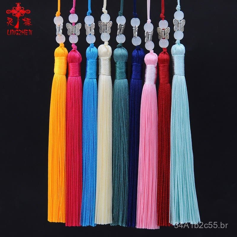 Novo acessório decorativo com pingente de borboleta pequena e franjas de borla para vestuário tradicional Hanfu, e caixa