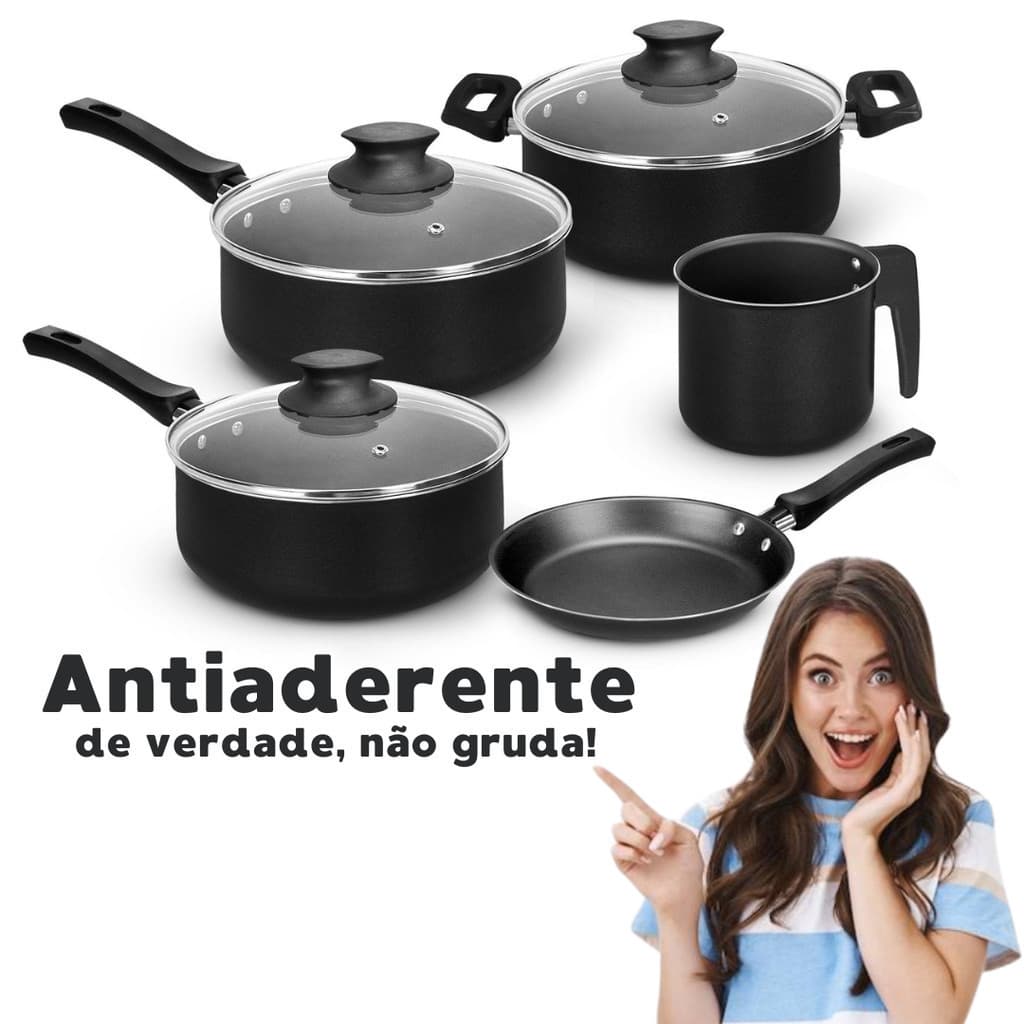 Kit de Panelas Antiaderente Conjunto de 8 Peças Teflon MARF - Qualidade, Durabilidade e Elegância