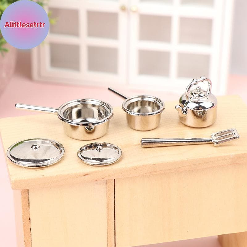 Tlesettrtr 1/12 Casa De Bonecas Mini Utensílios De Cozinha Modelo Pote Espátula Decorações Cozinhar Brinquedos Acessório