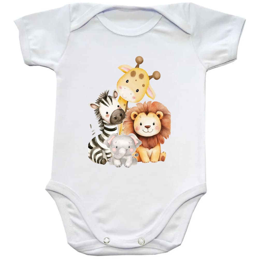 Body Bebê Safari Algodão Estampa Animais Fofo Infantil Unissex Diversas Cores