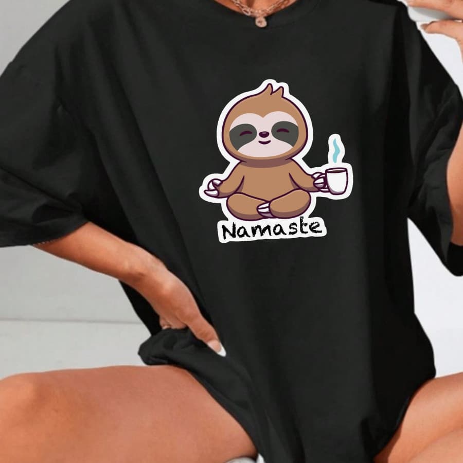 Camiseta Feminina “Preguiça” 100% Algodão T-Shirt Casual Confortável Estilosa