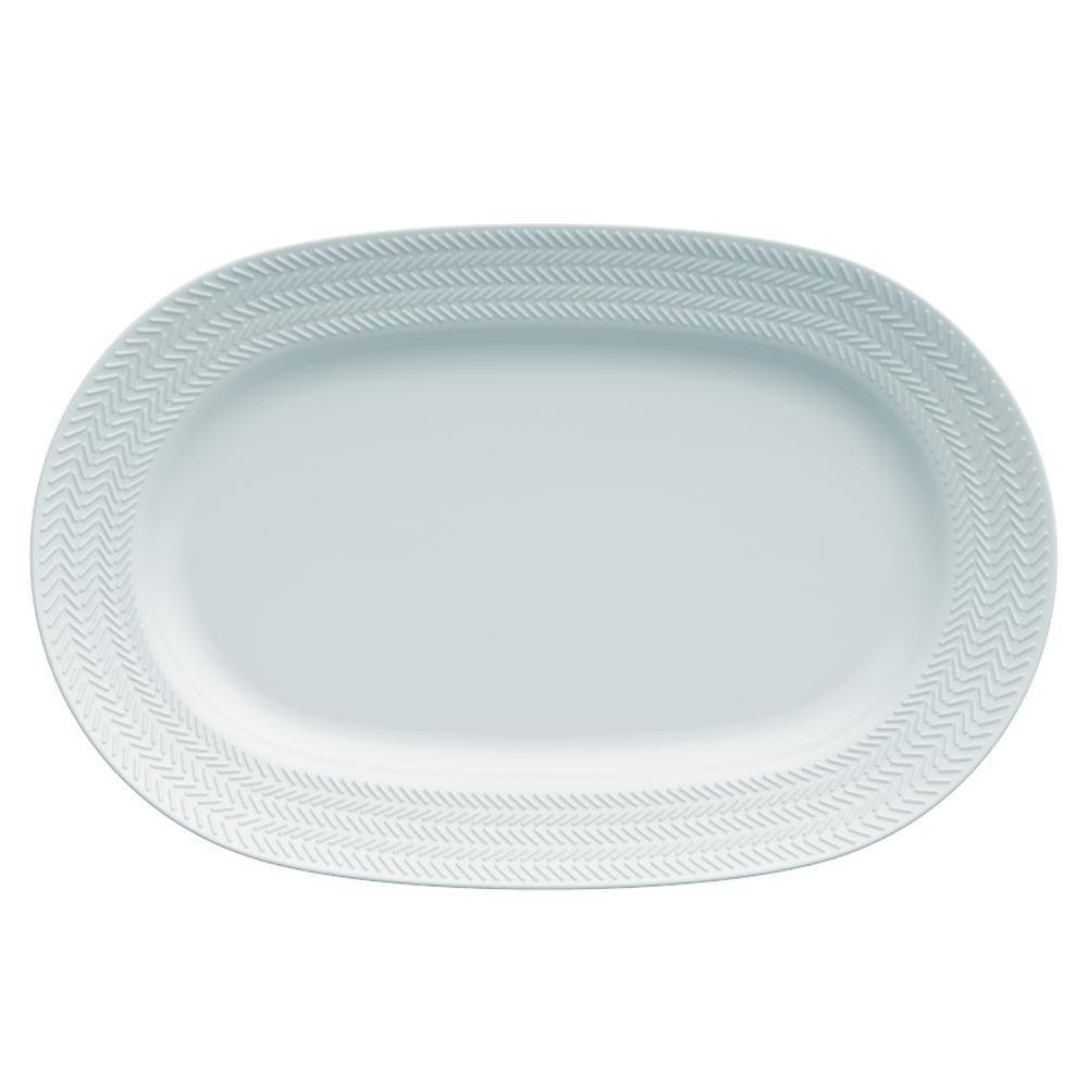 Travessa G 34x22 cm Relevo Chevron Azul Germer Porcelanas