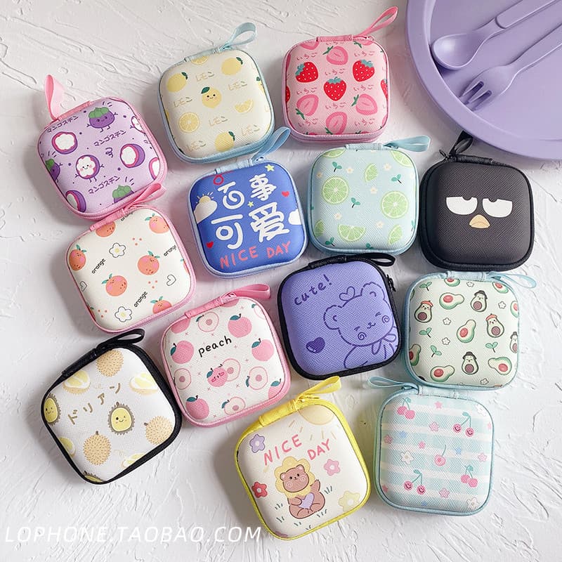 Frutas sem fio Bluetooth fone de ouvido saco de armazenamento bonito dos desenhos animados caixa de armazenamento de cab
