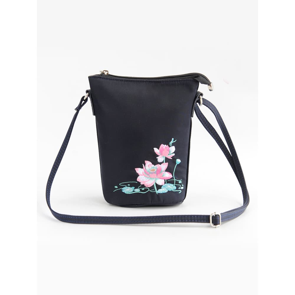 2025 novo estilo estilo étnico bordado flor saco do telefone móvel balde saco All-Match pequeno saco Diagonal ombro mens