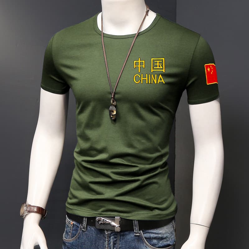 Roupas das forças especiais chinesas camiseta roupas masculinas de manga curta meia manga camuflagem do exército magro p