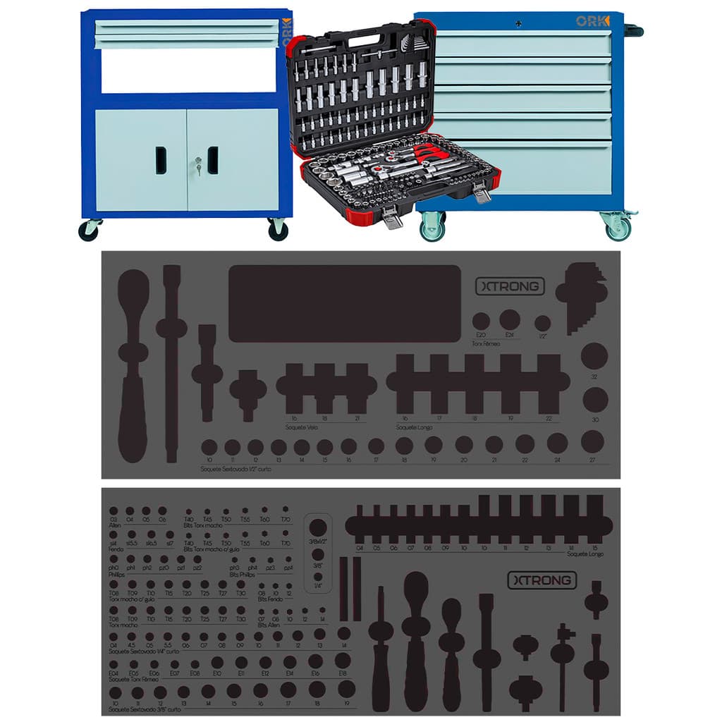 Berço em EVA para Jogo de Soquetes R45603172 Gedore Red para Carrinhos Xtrong XCAR e ORK CAR (Grande)