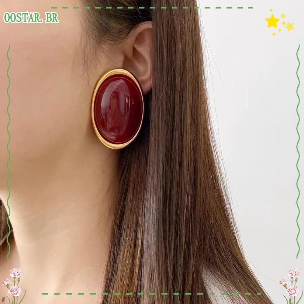 Brincos Pendurados OOSTAR , Ovais Geométricos Grandes Elegantes E Doces Vermelhos Vintage