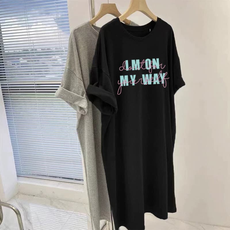 Plus Size feminino vestido de algodão puro verão solto mais obesidade irmã manga curta camiseta vestido dos desenhos ani
