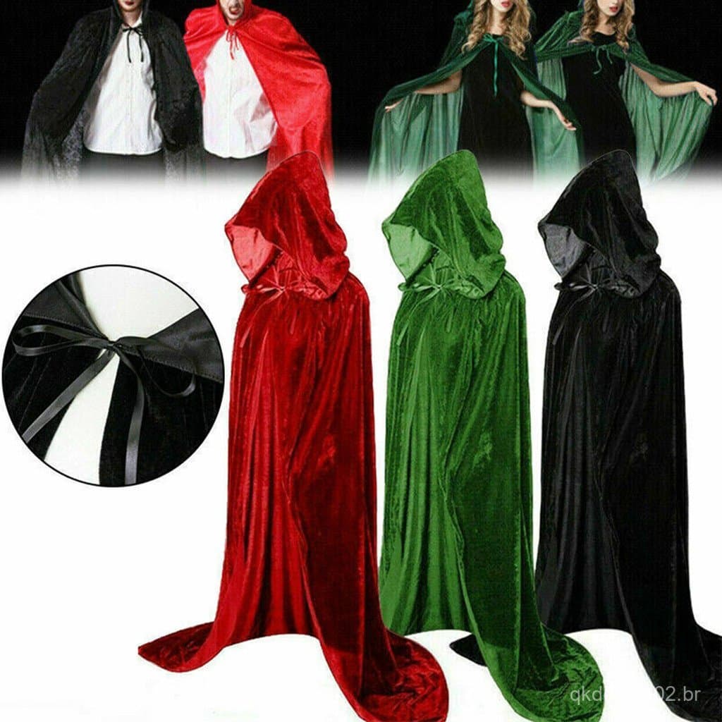 Mantos De Halloween Capas Mulheres Homens Traje Manto 170cm Longo Com Capuz Desempenho Para Crianças Adulto Festa