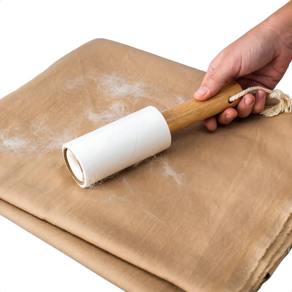 LAV03505-Rolo Tira Pelos Reutilizável com Cabo de Bambu e 2 Refil Extra